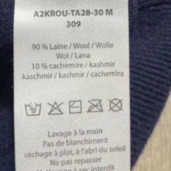 De Fursac Wool And‎ Cashmere Roll Neck Sweater Classic Navy Blue Men’s Medium - Picture 3 of 6